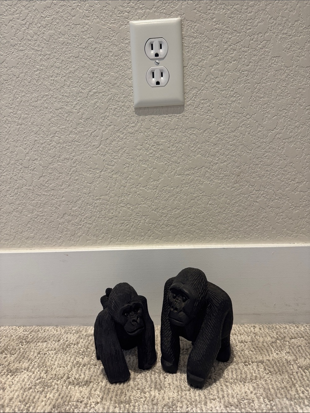 Matte Black Gorilla Sculpture Pair - Home Wall Decor Accent